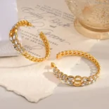 Dior Women 30 Montaigne Prestige Hoop Earrings Gold-Finish Metal and Silver-Tone Crystals