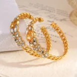 Dior Women 30 Montaigne Prestige Hoop Earrings Gold-Finish Metal and Silver-Tone Crystals