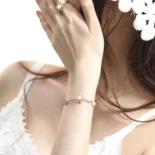 Dior Women Bloom in Dior Bracelet Gold-Finish Metal with White Resin Pearls and Silver-Tone Crystals