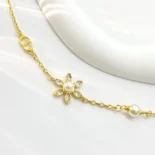 Dior Women Bloom in Dior Bracelet Gold-Finish Metal with White Resin Pearls and Silver-Tone Crystals