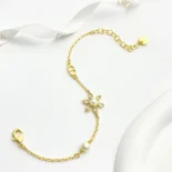 Dior Women Bloom in Dior Bracelet Gold-Finish Metal with White Resin Pearls and Silver-Tone Crystals