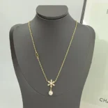 Dior Women Bloom in Dior Necklace Gold-Finish Metal with White Resin Pearls and Silver-Tone Crystals