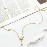Dior Women Bloom in Dior Necklace Gold-Finish Metal with White Resin Pearls and Silver-Tone Crystals