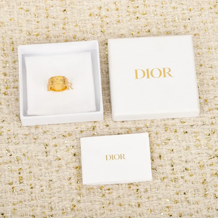 Dior Women Céleste Ring Gold-Finish Metal with White Resin Pearls and Silver-Tone Crystals