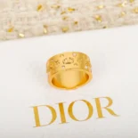 Dior Women Céleste Ring Gold-Finish Metal with White Resin Pearls and Silver-Tone Crystals