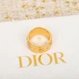 Dior Women Céleste Ring Gold-Finish Metal with White Resin Pearls and Silver-Tone Crystals