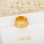 Dior Women Céleste Ring Gold-Finish Metal with White Resin Pearls and Silver-Tone Crystals