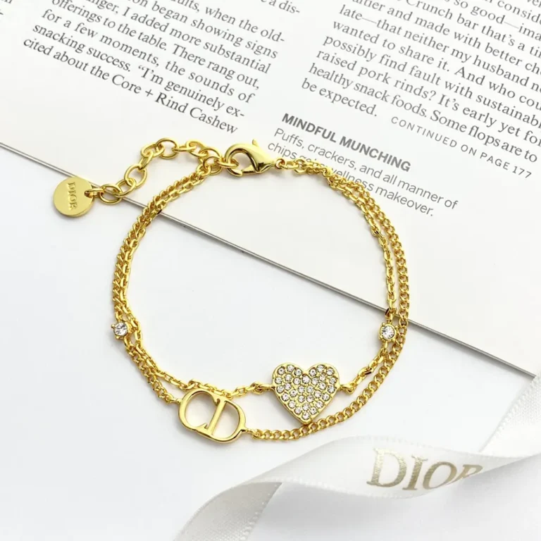 Dior Women Clair D Lune Bracelet Gold-Finish Metal and Silver-Tone Crystals