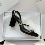 Dior Women Diorissime Heeled Sandal Black Suede Goatskin and Silver-Tone Strass