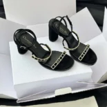 Dior Women Diorissime Heeled Sandal Black Suede Goatskin and Silver-Tone Strass