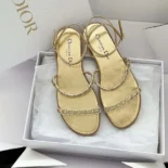 Dior Women Diorissime Sandal Gold-Tone Laminated Lambskin and Silver-Tone Strass