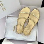 Dior Women Diorissime Sandal Gold-Tone Laminated Lambskin and Silver-Tone Strass
