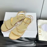 Dior Women Diorissime Sandal Gold-Tone Laminated Lambskin and Silver-Tone Strass