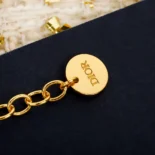 Dior Women Lucky Dior Necklace Gold-Finish Metal and White Resin Pearls