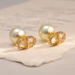 Dior Women Tribales Earrings Gold-Finish Metal with White Resin Pearls E3839WOMCY