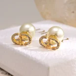 Dior Women Tribales Earrings Gold-Finish Metal with White Resin Pearls E3839WOMCY