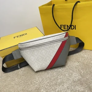 Fendi Men Diagonal Belt Bag Leather-White