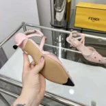 Fendi Women Colibrì Pink Mesh and Crystals High-heeled Slingbacks