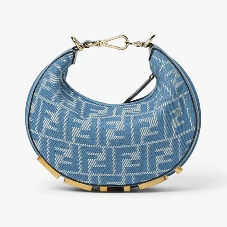 Fendi Women Fendigraphy Mini Blue Denim-effect FF Jacquard Mini-bag