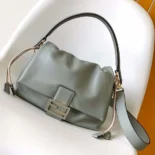 Fendi Women Mamma Baguette Medium Matcha Green Nappa Leather Bag