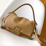 Fendi Women Mamma Baguette Medium Pale Brown Nappa Leather Bag