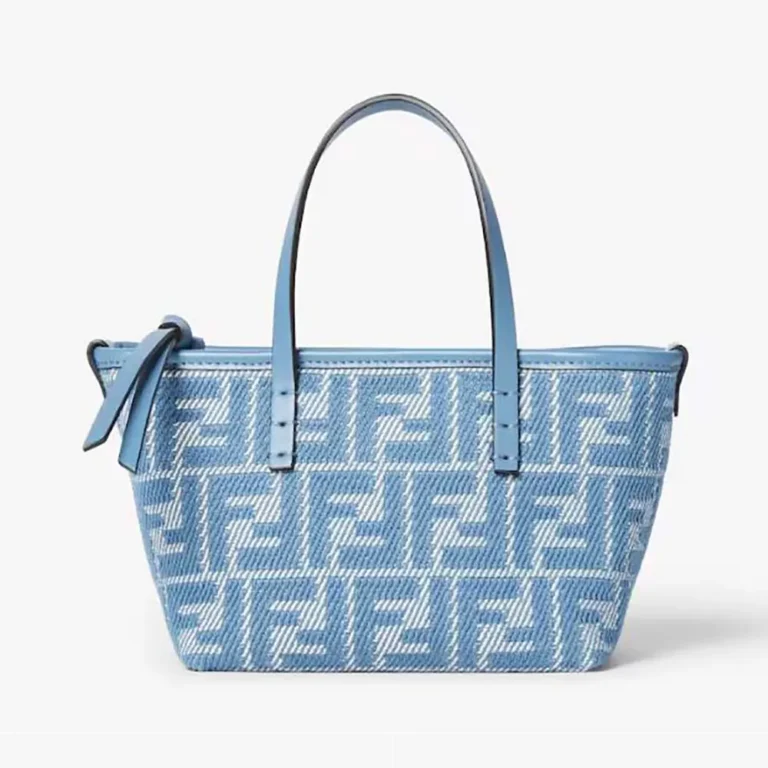 Fendi Women Roll Mini Blue Denim-effect FF Jacquard Mini-bag