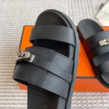 Hermes Unisex Jackson Sandal-Black H252942Z