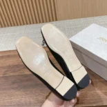Jimmy Choo Women Elme Flat Black Nappa Leather Flats with Pearl Embellishment