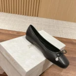Jimmy Choo Women Elme Flat Black Nappa Leather Flats with Pearl Embellishment