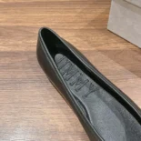 Jimmy Choo Women Elme Flat Black Nappa Leather Flats with Pearl Embellishment