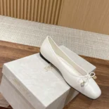 Jimmy Choo Women Elme Flat Latte Nappa Leather Flats with Pearl Embellishment