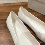 Jimmy Choo Women Elme Flat Latte Nappa Leather Flats with Pearl Embellishment