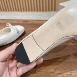 Jimmy Choo Women Elme Flat Latte Nappa Leather Flats with Pearl Embellishment