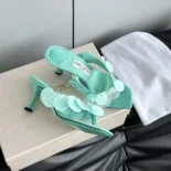 Jimmy Choo Women Freja 70 Aqua Green Suede Paillette Sandals FREJA70RPQ