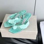 Jimmy Choo Women Freja 70 Aqua Green Suede Paillette Sandals FREJA70RPQ