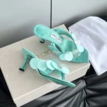Jimmy Choo Women Freja 70 Aqua Green Suede Paillette Sandals FREJA70RPQ