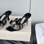 Jimmy Choo Women Freja 70 Black Suede Paillette Sandals FREJA70RPQ