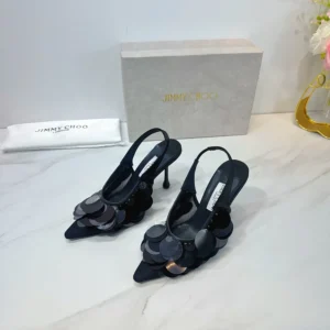 Jimmy Choo Women Isa 95 Black Mesh Paillette Pumps ISA95HBQ