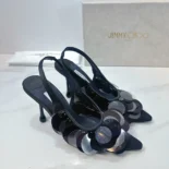 Jimmy Choo Women Isa 95 Black Mesh Paillette Pumps ISA95HBQ