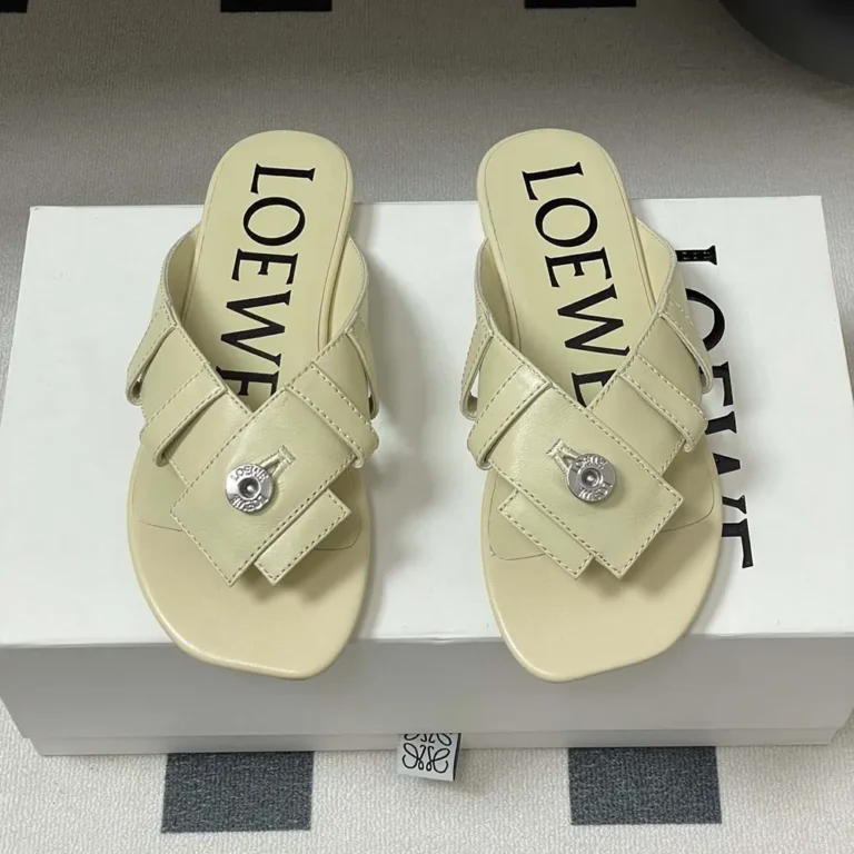 Loewe Women Toy Panta Toe Post Sandal in Lambskin-Beige