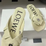 Loewe Women Toy Panta Toe Post Sandal in Lambskin-Beige