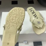 Loewe Women Toy Panta Toe Post Sandal in Lambskin-Beige