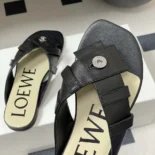 Loewe Women Toy Panta Toe Post Sandal in Lambskin-Black