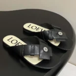 Loewe Women Toy Panta Toe Post Sandal in Lambskin-Black