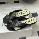Loewe Women Toy Panta Toe Post Sandal in Lambskin-Black
