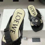 Loewe Women Toy Panta Toe Post Sandal in Lambskin-Black