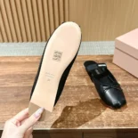 Miu Miu Women Leather Ballerina Mules-Black 5F451E