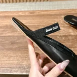 Miu Miu Women Leather Ballerina Mules-Black 5F451E