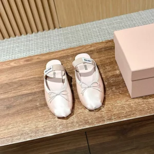 Miu Miu Women Satin Ballerina Mules-Pink 5F451E