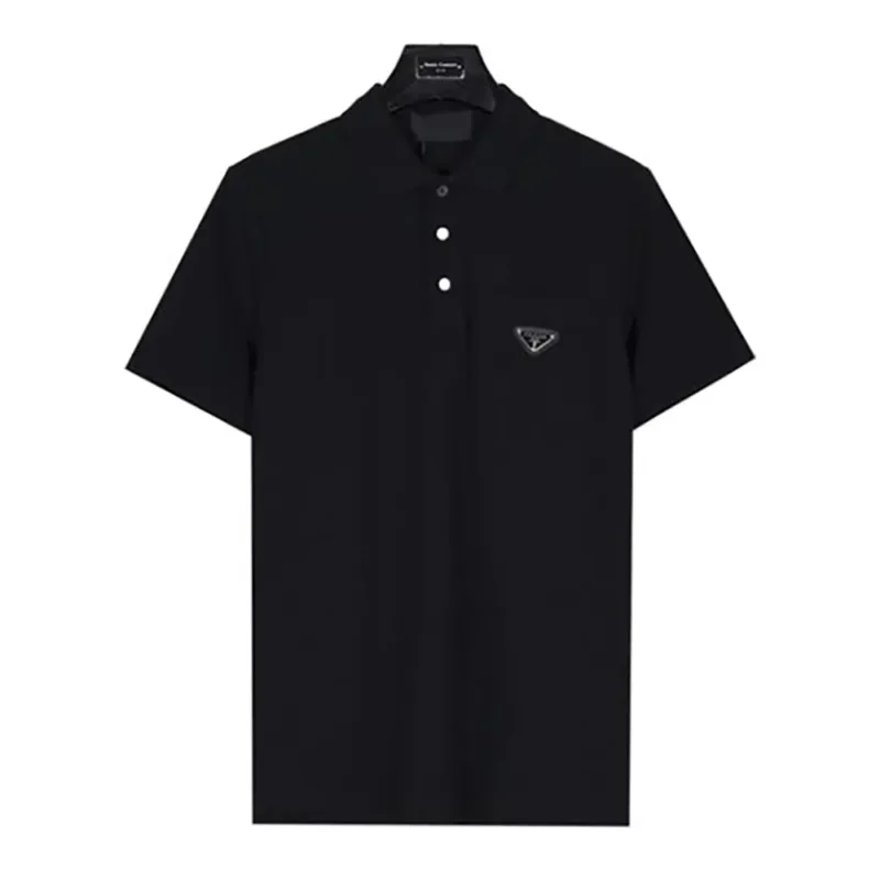 Prada Men Fleece Polo Natural Shirt in a Fleece Design-Black